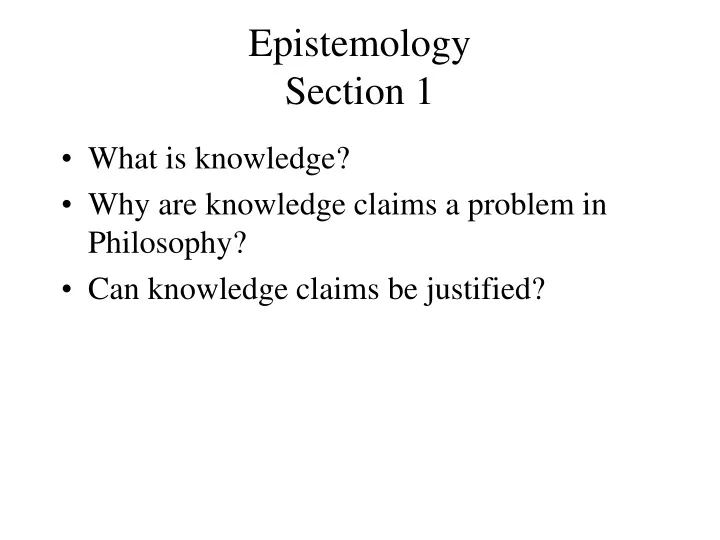 epistemology section 1