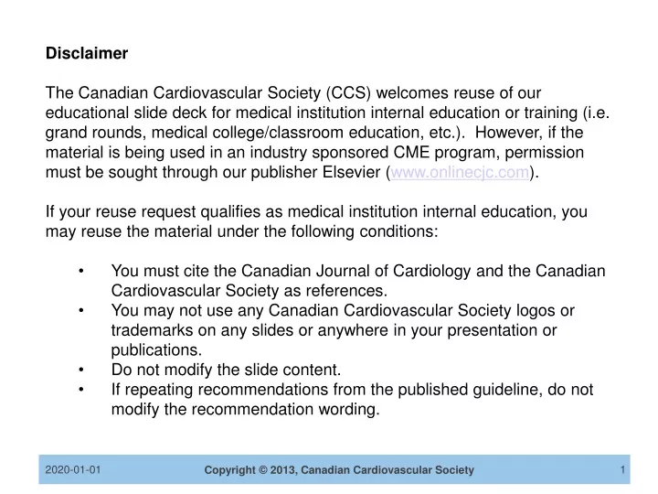 disclaimer the canadian cardiovascular society