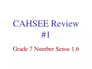 CAHSEE Review #1