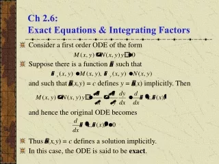Ch 2.6:  Exact Equations &amp; Integrating Factors