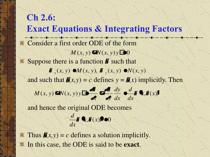 ch 2 6 exact equations integrating factors
