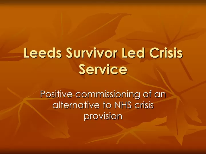 leeds survivor led crisis service