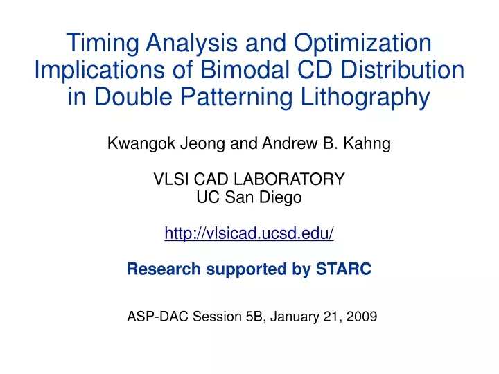 timing analysis and optimization implications