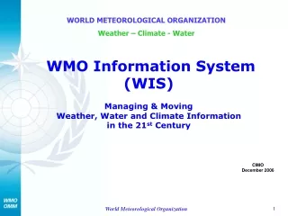 WORLD METEOROLOGICAL ORGANIZATION Weather – Climate - Water