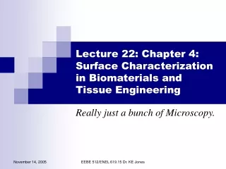 Lecture 22: Chapter 4: Surface Characterization in Biomaterials and Tissue Engineering
