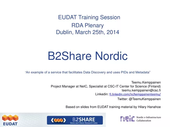 eudat training session rda plenary dublin march