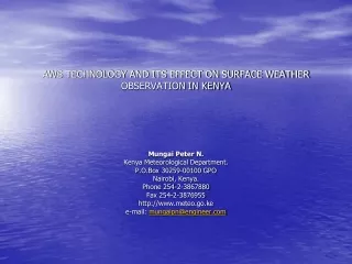 AWS TECHNOLOGY AND ITS EFFECT ON SURFACE WEATHER OBSERVATION IN KENYA
