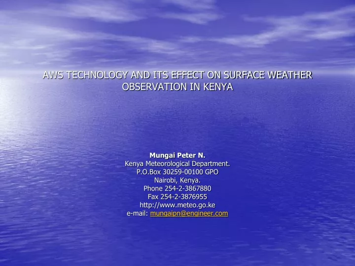 aws technology and its effect on surface weather observation in kenya