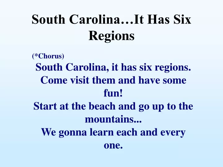 south carolina it has six regions