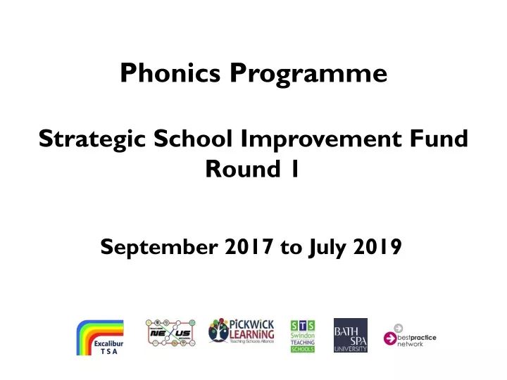 phonics programme strategic school improvement fund round 1