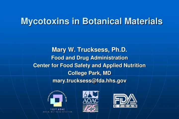 mycotoxins in botanical materials