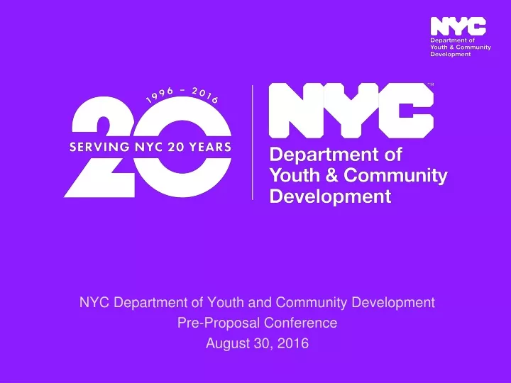nyc department of youth and community development pre proposal conference august 30 2016