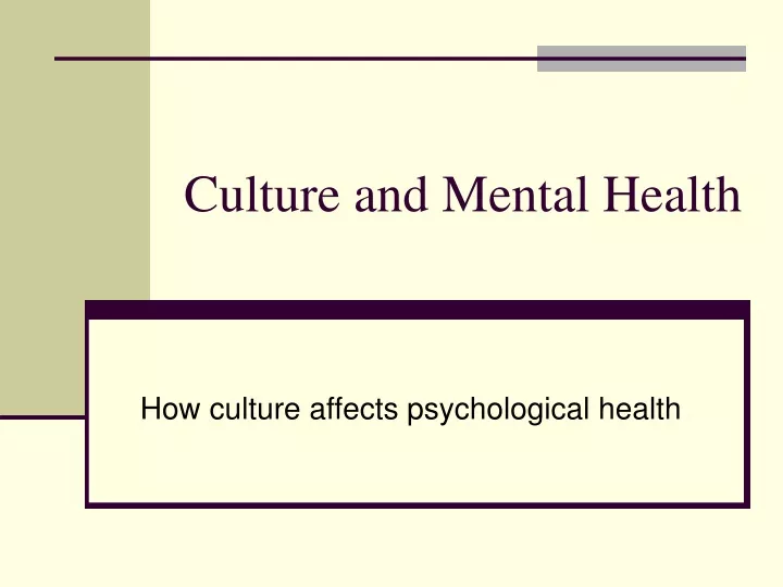 culture and mental health