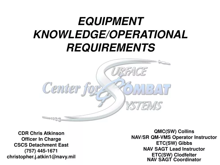 equipment knowledge operational requirements