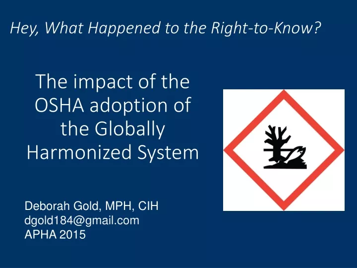 the impact of the osha adoption of the globally harmonized system