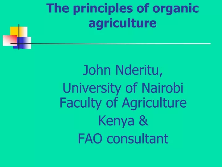 the principles of organic agriculture