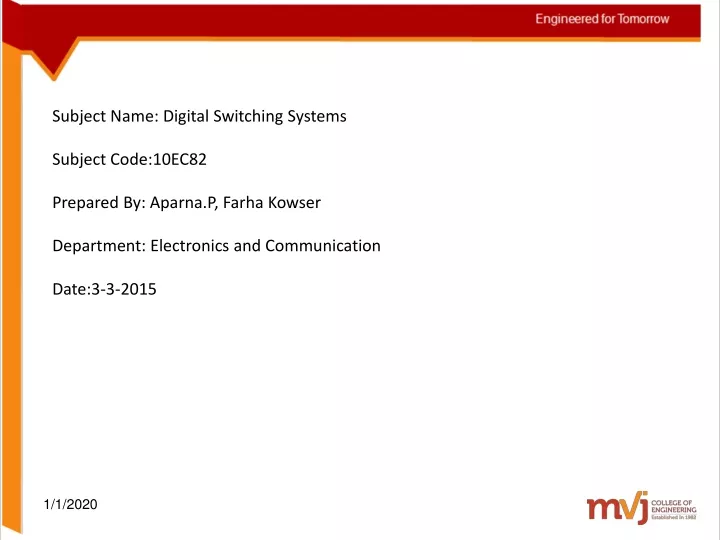 subject name digital switching systems subject