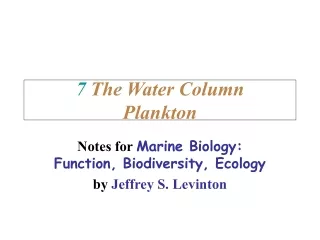 7 The Water Column Plankton
