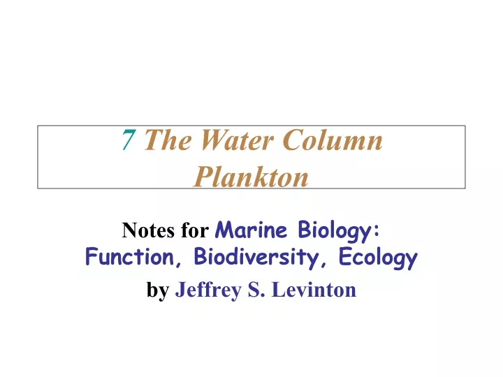 7 the water column plankton