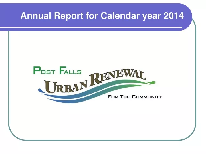 annual report for calendar year 2014