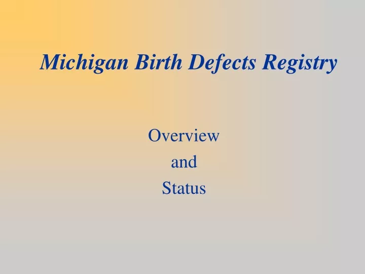 michigan birth defects registry