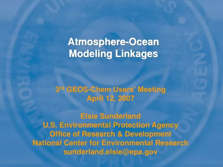 atmosphere ocean modeling linkages