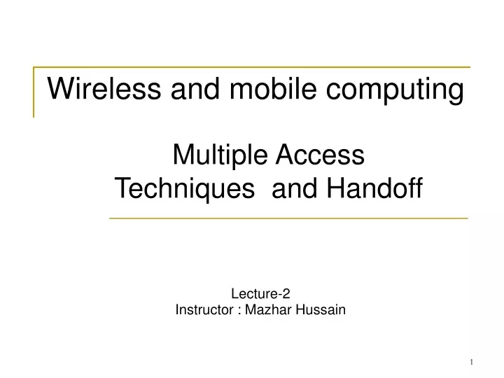 wireless and mobile computing