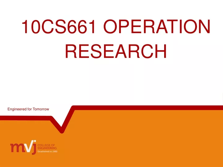 10cs661 operation research