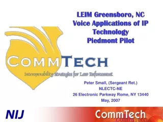 LEIM Greensboro, NC Voice Applications of IP Technology  Piedmont Pilot