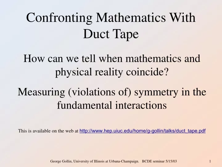 confronting mathematics with duct tape