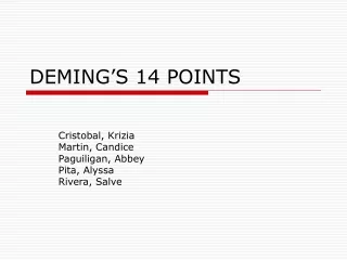 DEMING’S 14 POINTS