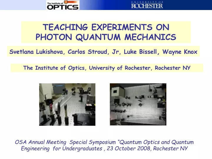 teaching experiments on photon quantum mechanics