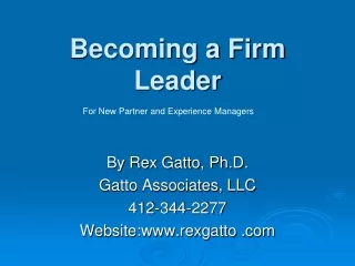 Becoming a Firm Leader