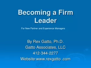 becoming a firm leader