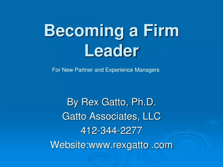 becoming a firm leader