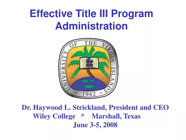 effective title iii program administration
