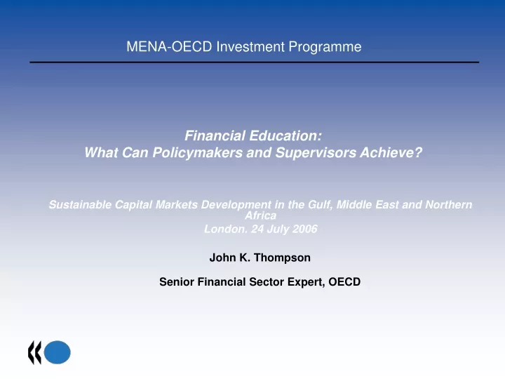 financial education what can policymakers and supervisors achieve