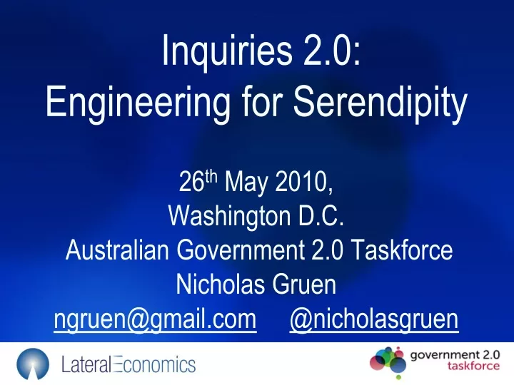 inquiries 2 0 engineering for serendipity