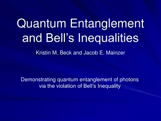 Quantum Entanglement and Bell’s Inequalities