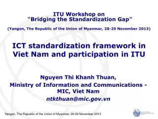 ICT standardization framework in  Viet Nam and participation in ITU
