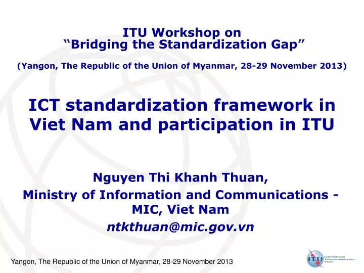 ict standardization framework in viet nam and participation in itu