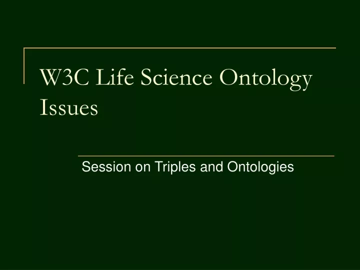 w3c life science ontology issues