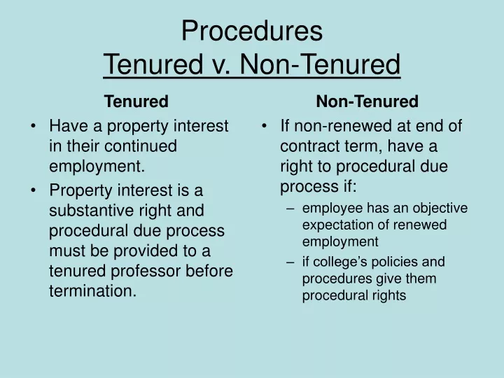 procedures tenured v non tenured