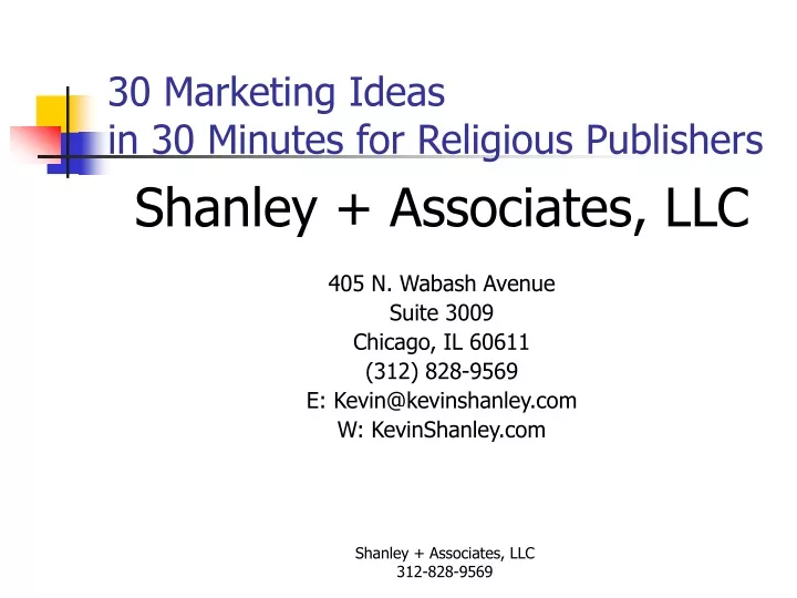 30 marketing ideas in 30 minutes for religious publishers