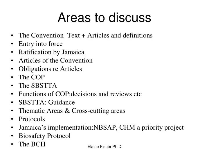areas to discuss