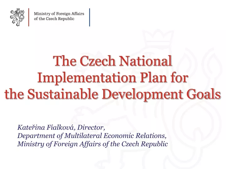 the czech national implementation plan for the sustainable development goals
