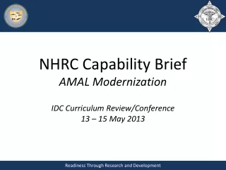NHRC Capability Brief  AMAL Modernization  IDC Curriculum Review/Conference 13 – 15 May 2013