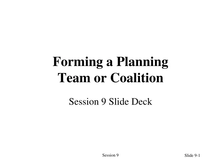 forming a planning team or coalition