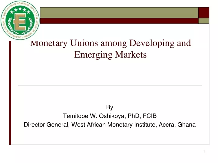 monetary unions among developing and emerging markets