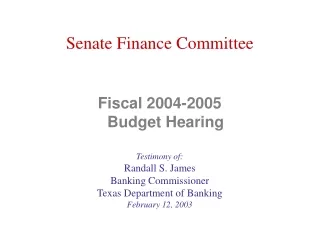 Fiscal 2004-2005 Budget Hearing